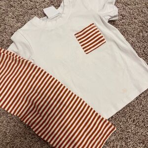 White and Orange Striped Set